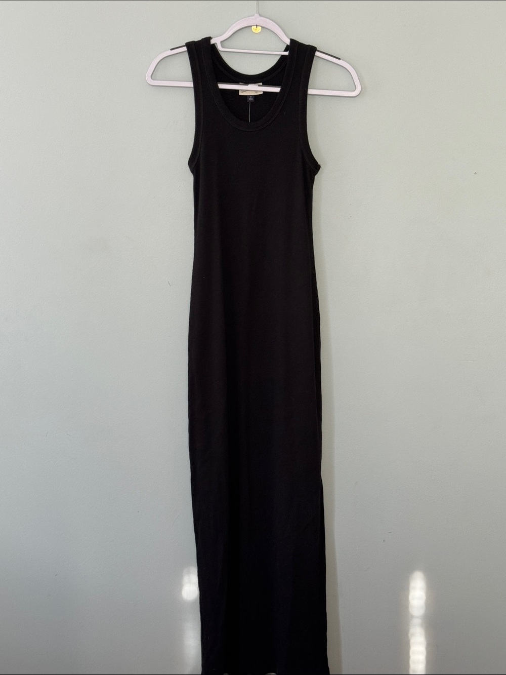 Black Sleeveless Tank Maxi Dress - Classic Everyday Style. Rib knit